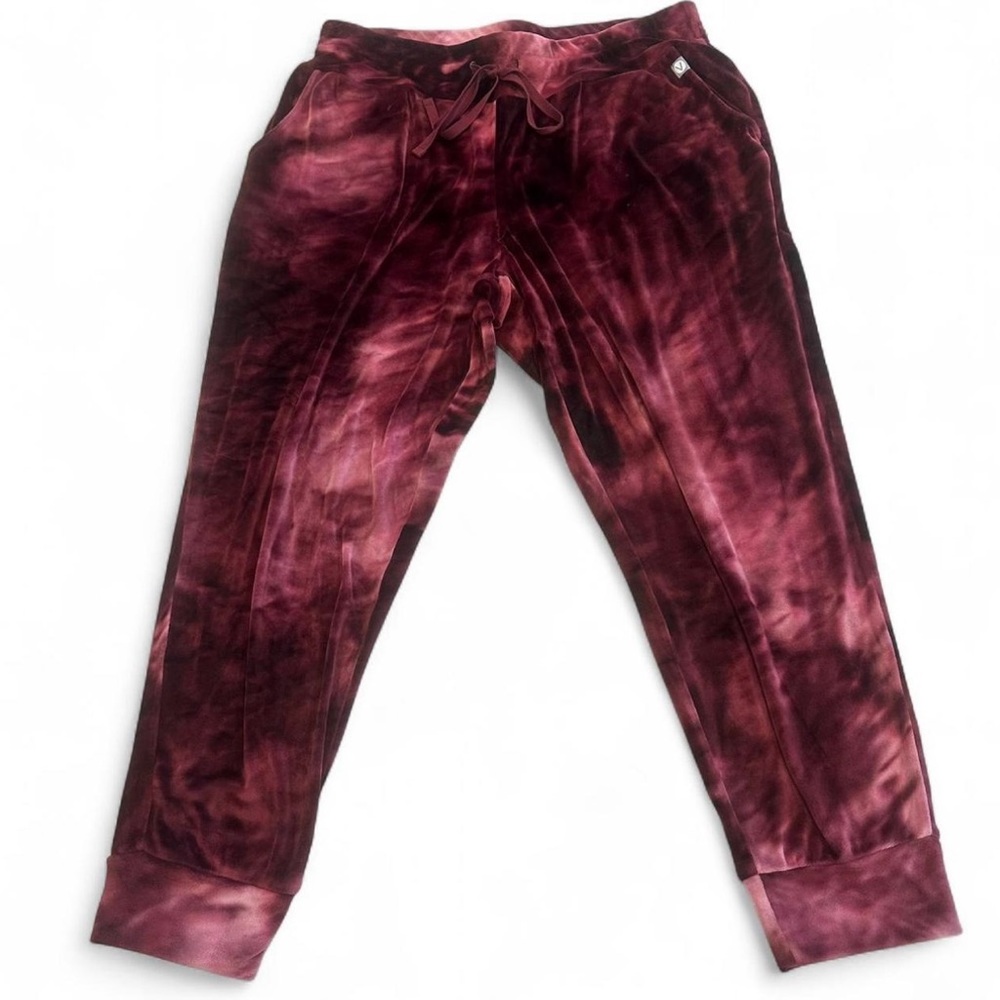 Lane Bryant Livi Velvet Velour Jogger  Sweatpants 14/16 Tie Dye Red-Burgundy